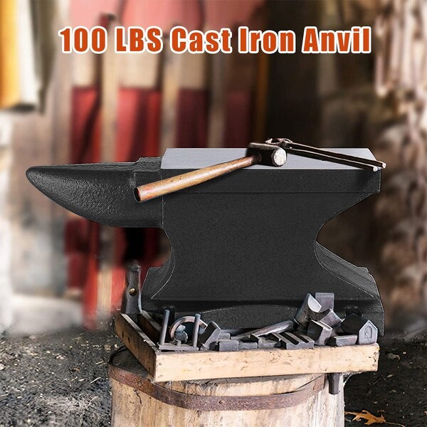 Single Horn Anvil 100 Lbs, Cast Iron Anvil Blacksmith Withstands