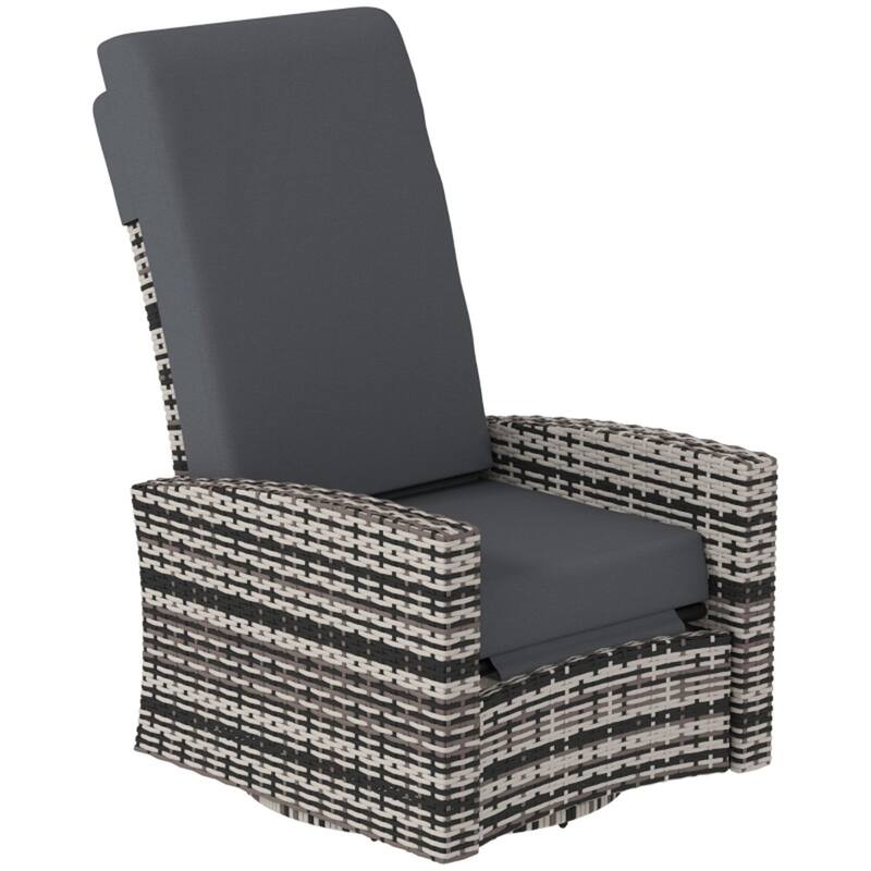 Steel PE Rattan Swivel Outdoor Recliner Chair 360 Degree Swiveling Base - 26.4" W x 37.4" D x 37" H