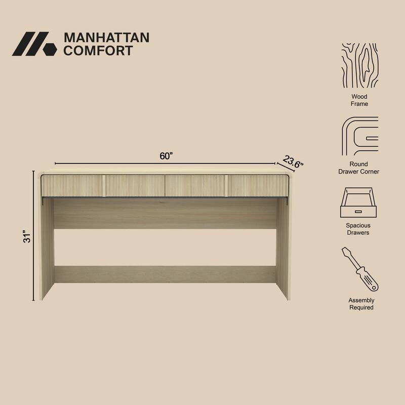 Novara 60 In 2 Drawer Writing Desk