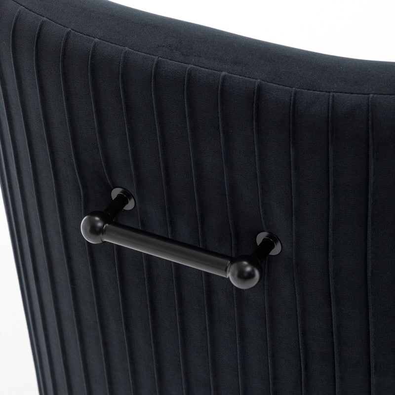 SEYNAR Modern Glam Velvet Black Metal Legs Dining Chair or Vanity Chair Set of 2 with Rear Handle