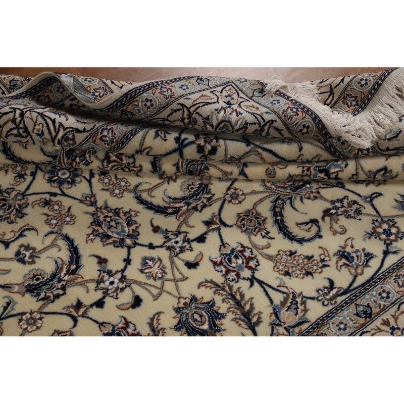 All-Over Floral Nain Persian Area Rug Hand-Knotted Wool Carpet - 6'8"x 10'0"