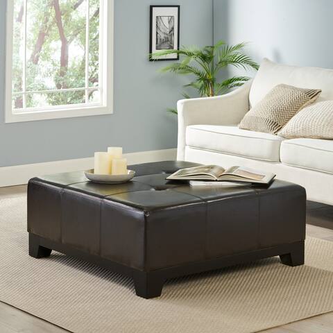 Darlington Espresso Bonded Leather Ottoman by Christopher Knight Home