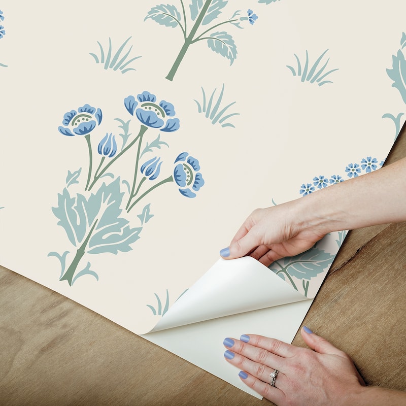 Meadow Sweet Chalk and Wedgwood Peel and Stick Wallpaper