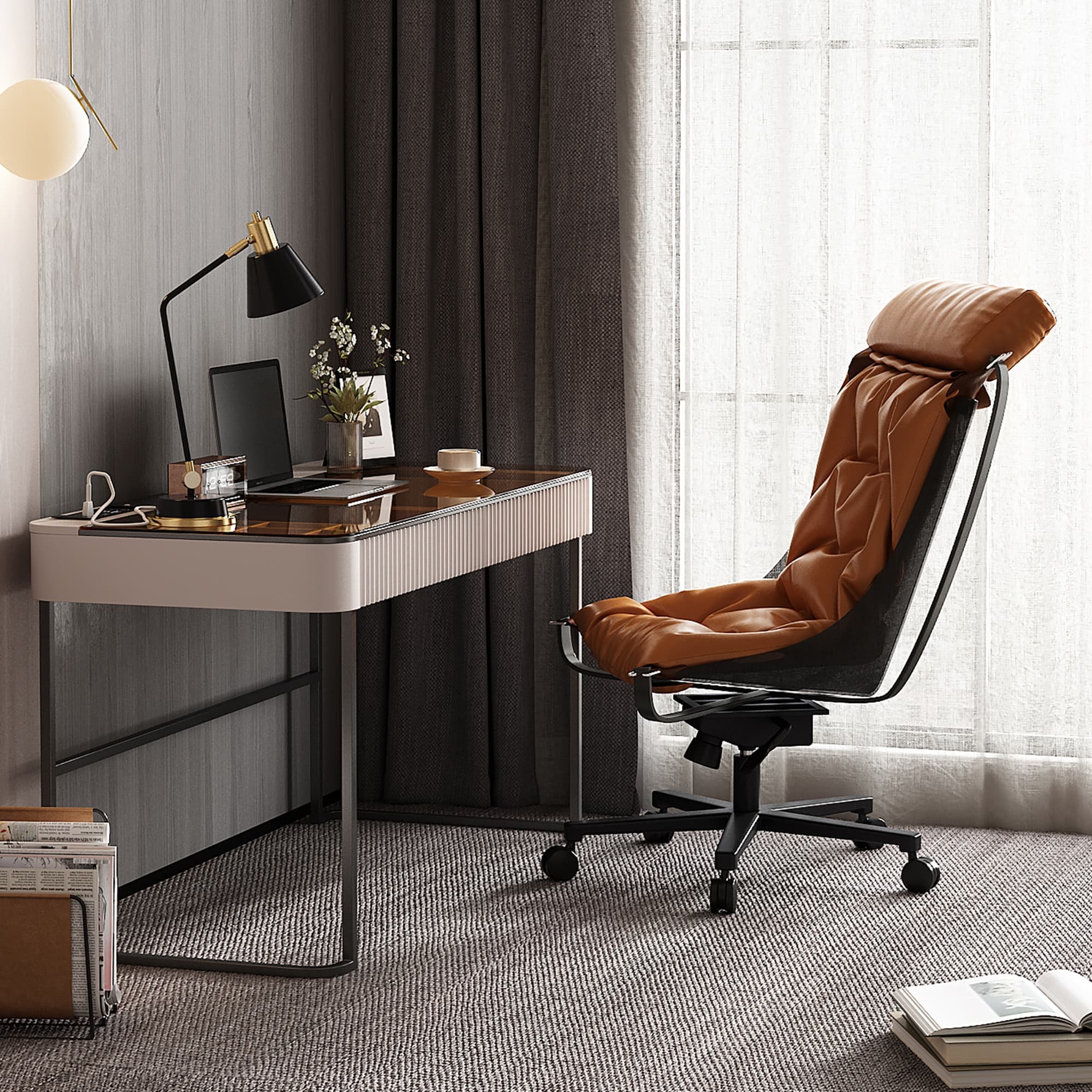 Home Office Desk, Computer Desk with USB Intelligent Socket (53IN)