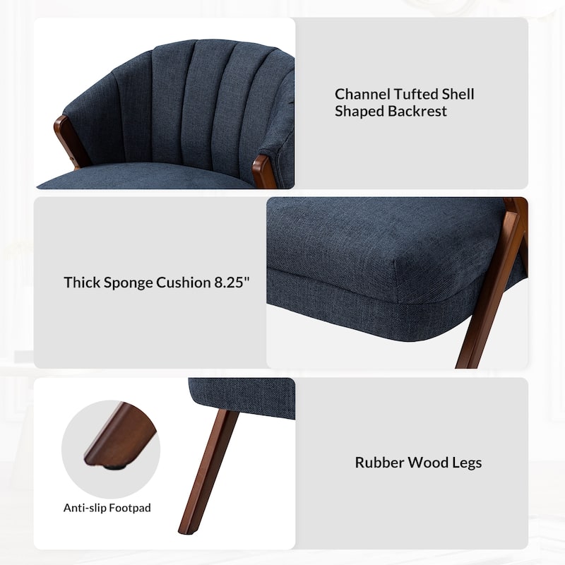 Vivian Mid-century Barrel Chair with a Scalloped Back Set of 2 by HULALA HOME