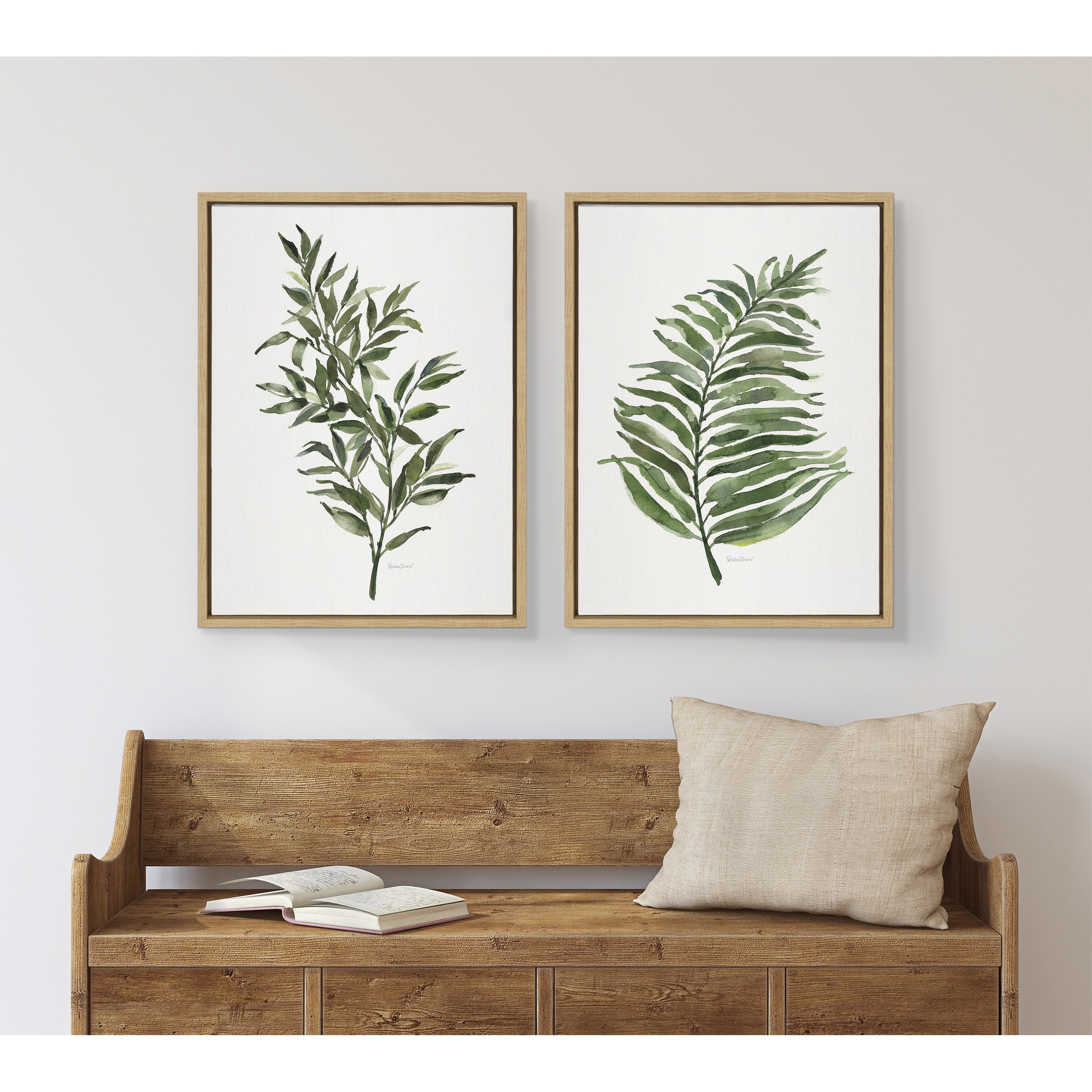 Kate and Laurel Sylvie Green Fern Ruscus Canvas Art by Patricia Shaw
