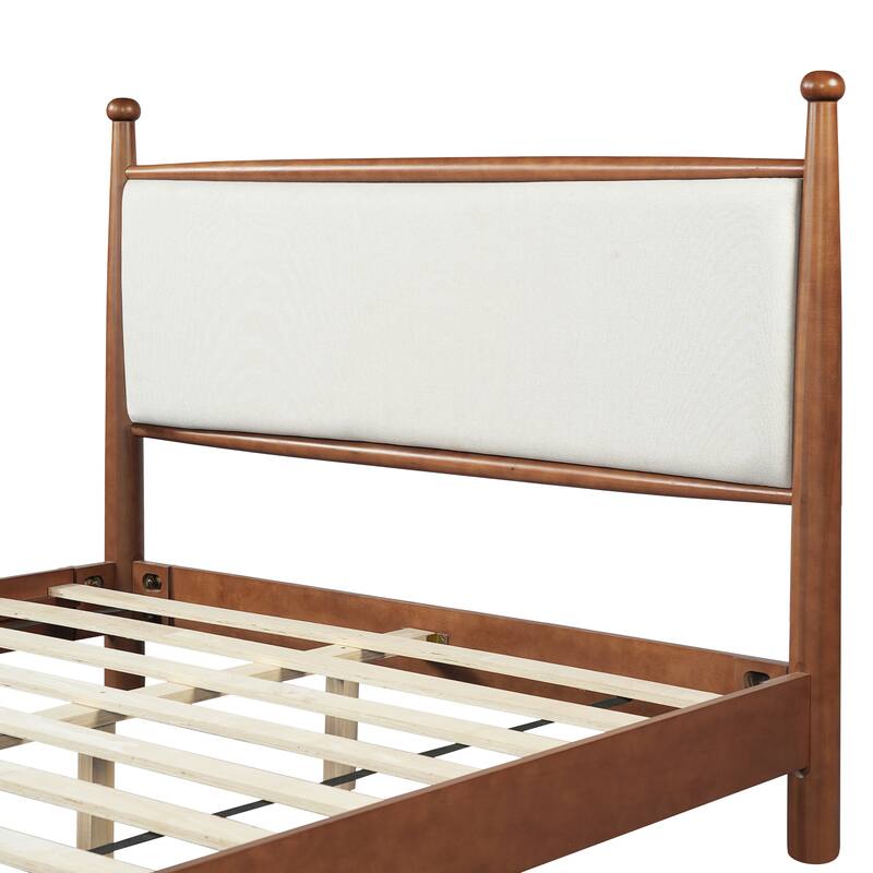 Christopher Knight Home Aurelius Poplar Upholstered Solid Poplar and Plywood Bed Frame with Soft Headboard