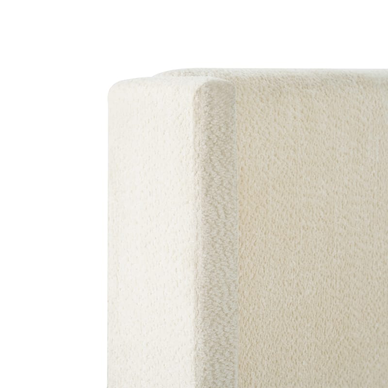 King Size Upholstered Bed Frame with High Back Headboard, Boucle Fabric, Solid Wood Legs, No Box Spring Needed