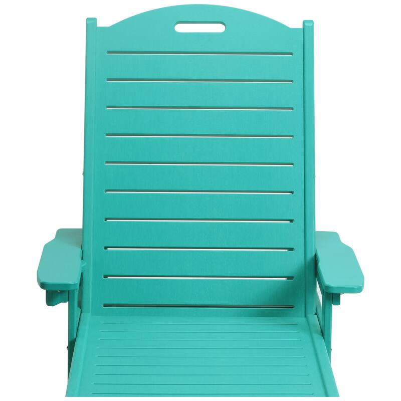 Brighton Outdoor Poly Reclining Chaise Lounge with Wheels & Cup Holder (Set of 4)