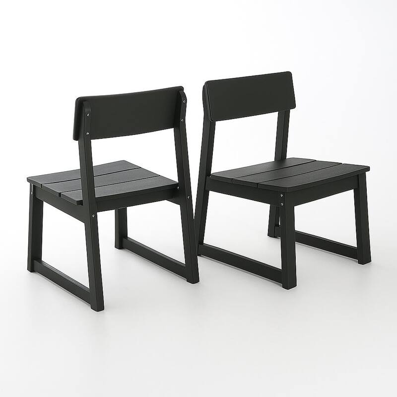2-Pack HDPE Indoor/Outdoor Dining Chairs, All-Weather Garden & Patio Side Chairs with Modern Backrest