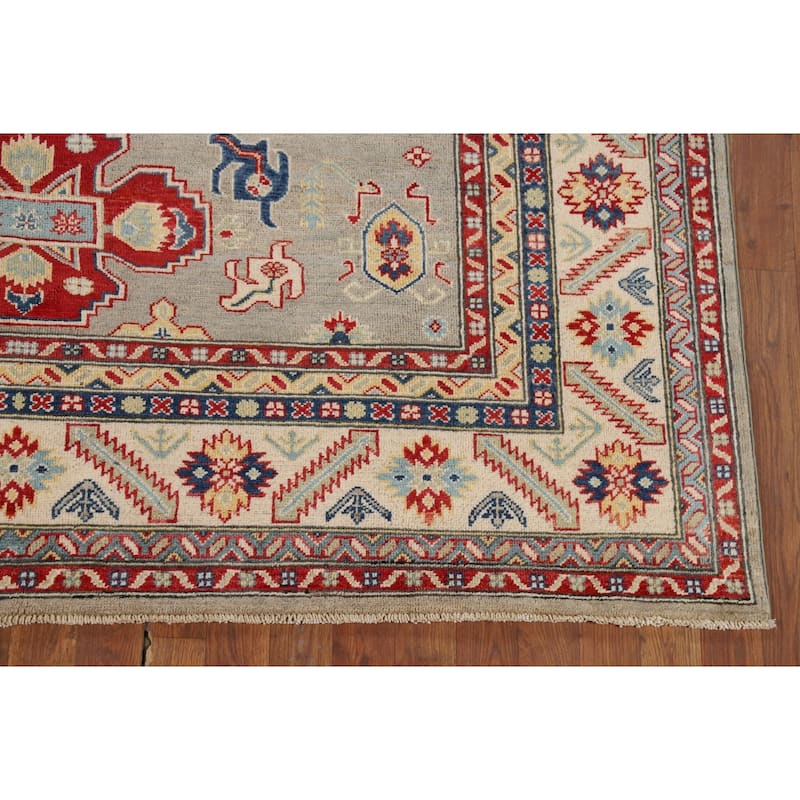 Geometric Kazak Area Rug Handmade Oriental Wool Carpet - 6'7" x 9'9"