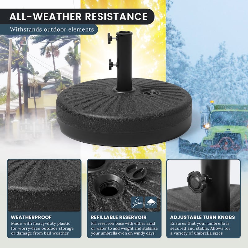 Newport 55-lb Fillable Round Patio Market Umbrella Base Stand - N/A