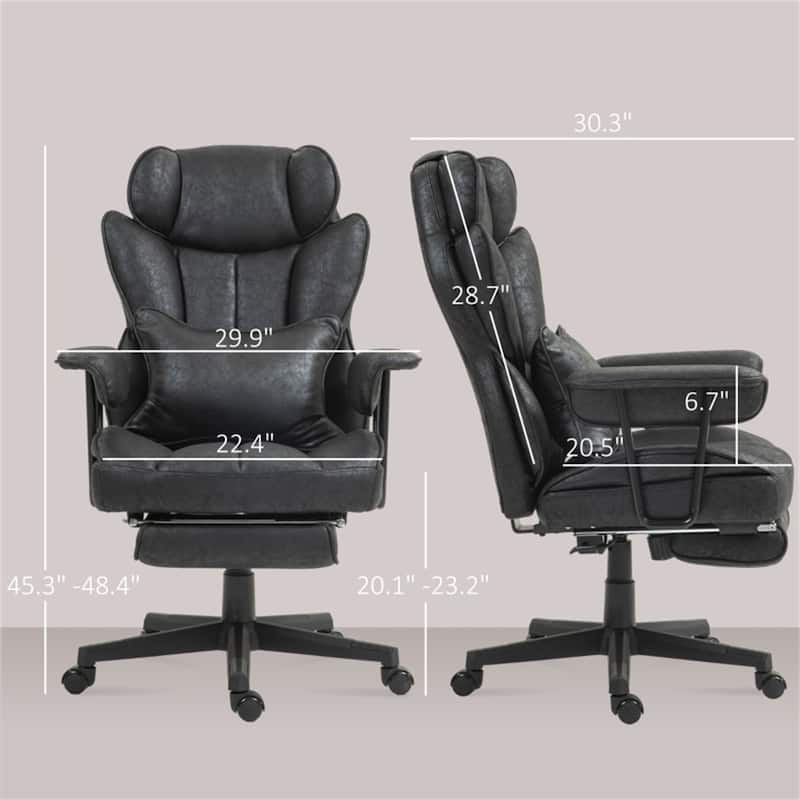 Comfortable Adjustable Height Office Chair with Vibration Massage and Heating Lumbar Support Footrest