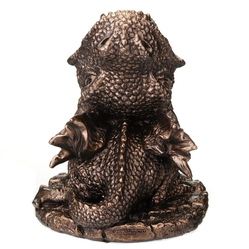 5.31 inches Height Polyresin Dragon Breath Tealight Candle Holder Bronze Finish Figurine