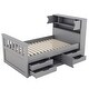 preview thumbnail 8 of 22, Twin Captain Platform Bed with Bookcase Headboard & 4-Drawers, Grey