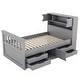 preview thumbnail 8 of 22, Twin Size Captain Platform Bed Frame with Storage Bookcase Headboard and 4-Drawers, Adjustable Storage Shelves, Grey