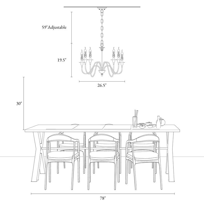 Modern Farmhouse 6-Light Chandelier Classic Candle Light for Dining Room