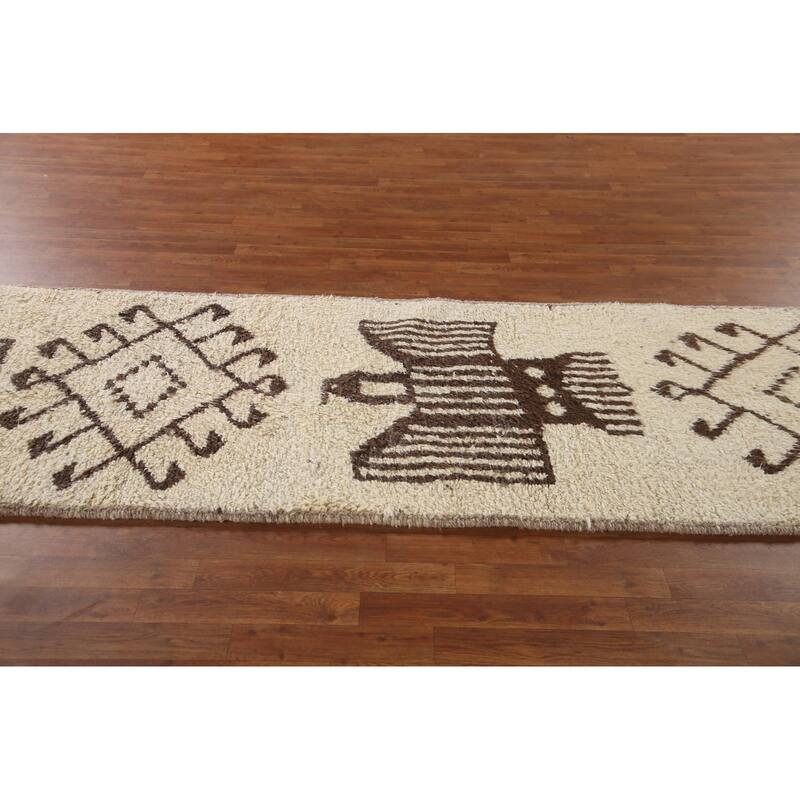 Natural Dye Anatolian Turkish Runner Rug Hand-knotted Wool Carpet - 3'4"x 12'3"