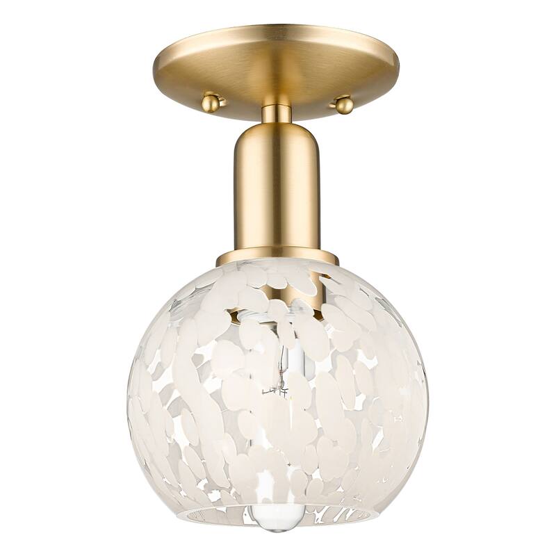 Innovations Lighting 716-1C-10-6 White Mouchette Semi-Flush White - Champagne Bronze / White Mouchette