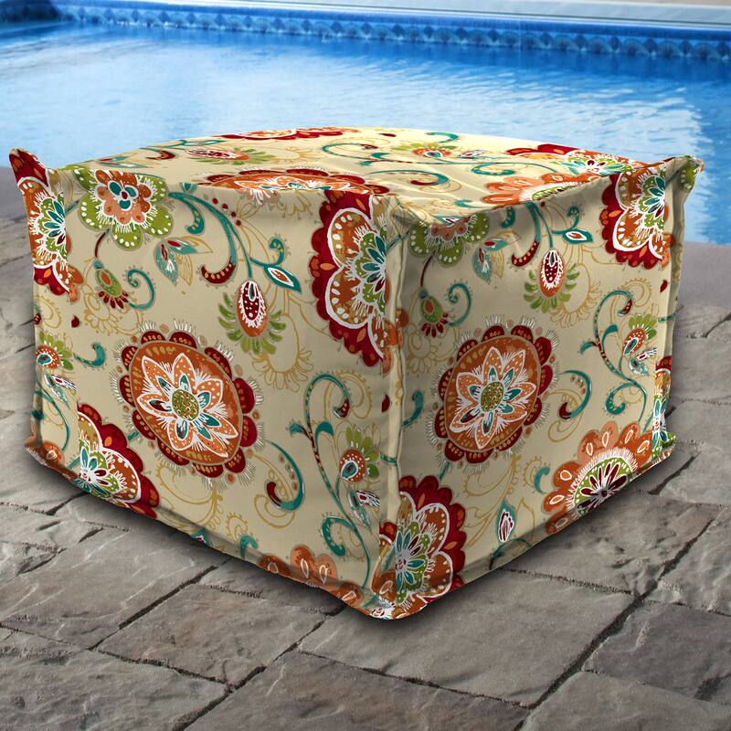 20" x 20" Outdoor Pouf Ottoman with Flange - 20'' L x 20'' W x 15'' H