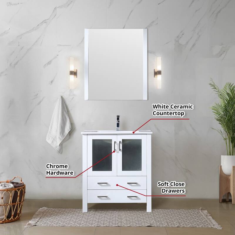 Volez Bath Vanity and White Ceramic Top