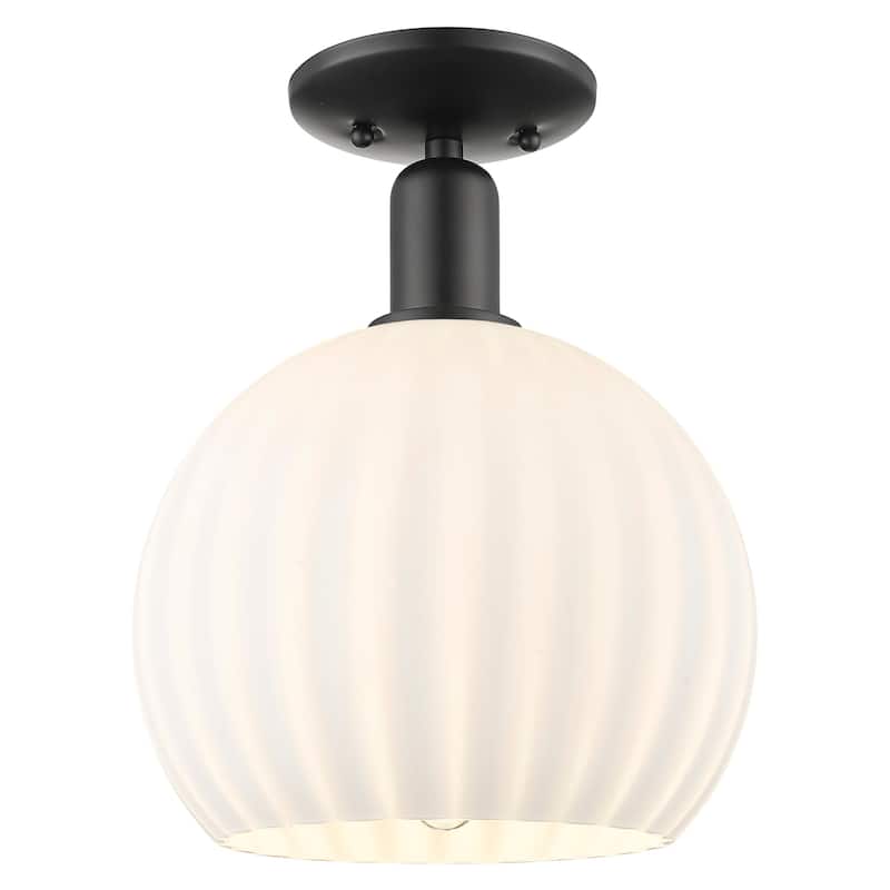 Innovations Lighting 716-1C-14-10 White Venetian Semi-Flush White - Matte Black / White Venetian