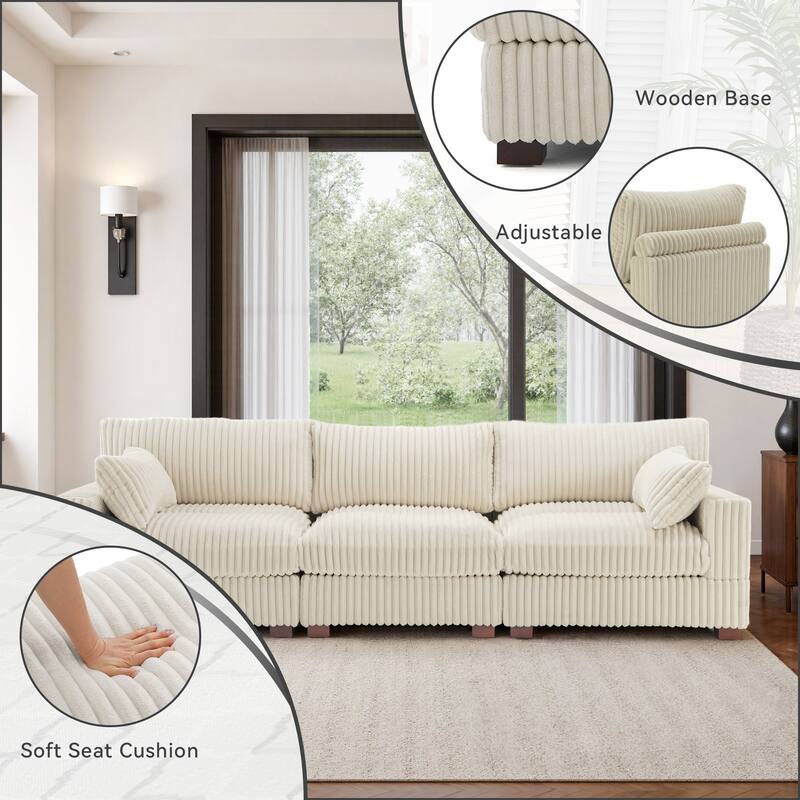 Plush Flannel Modular Sectional Sofa for Living Room