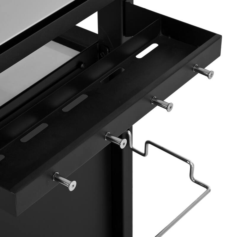 39.5" Outdoor Grill Cart with Stainless Steel Top, Outdoor Kitchen Island with Wheels and Spice & Paper Rack for BBQ