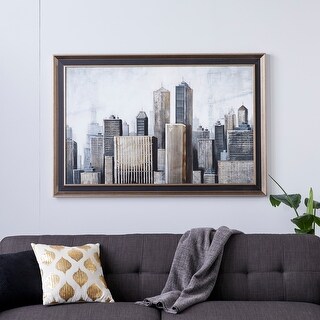 Grey Metal Contemporary Framed Wall Art Architecture 40 x 59 x 2