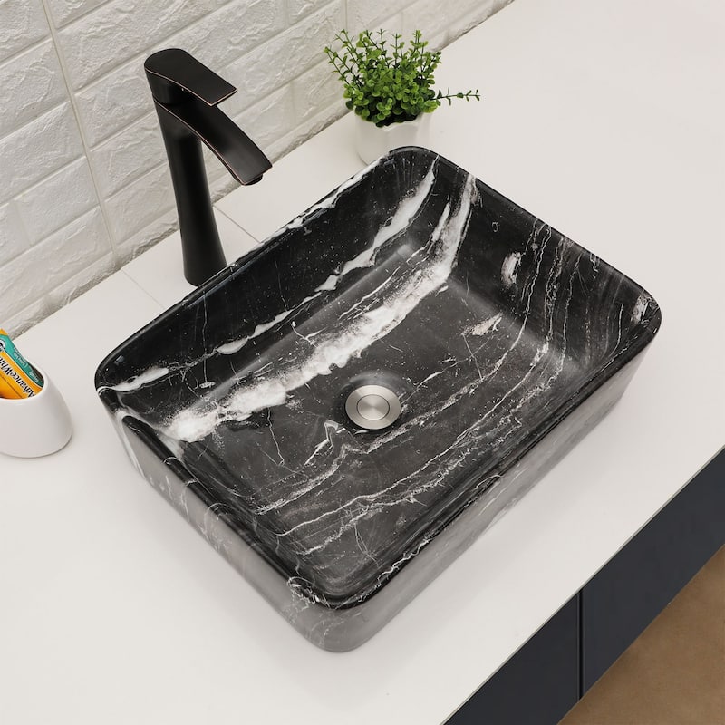 19"x15" Modern Marble Rectangle Vessel Bathroom Sink