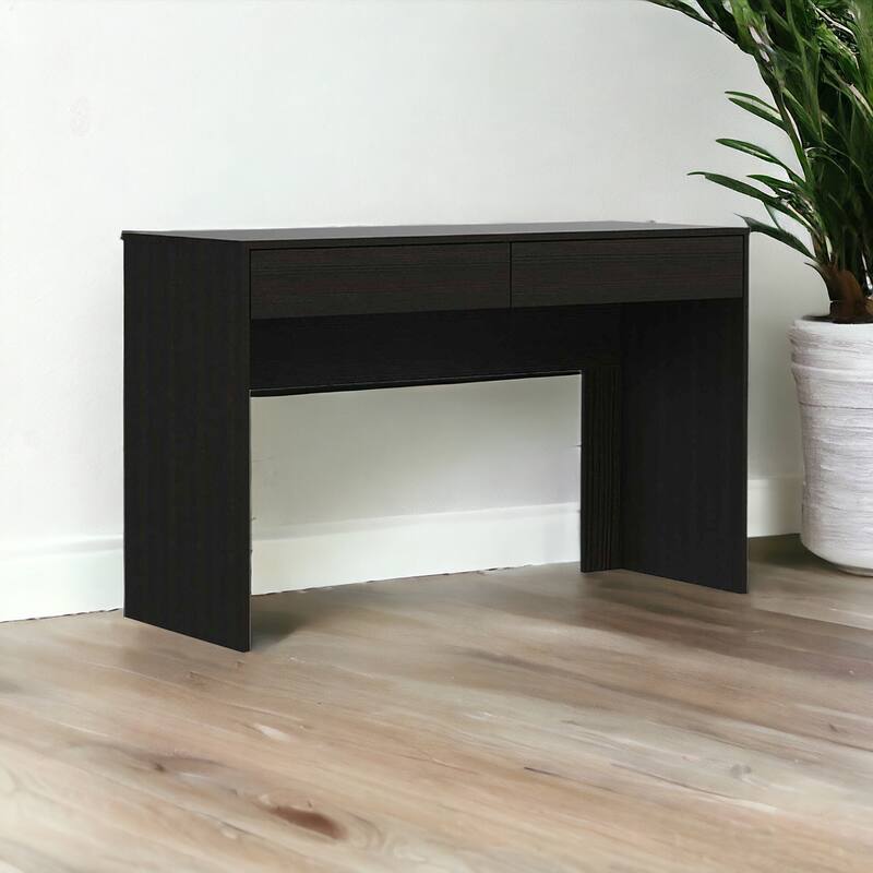 HomeRoots 47" Black Computer Desk with Two Drawers