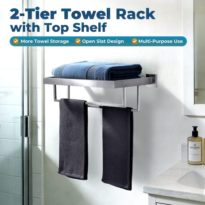 WOWOW 2-Tier Stainless Steel Bath Towel Rack