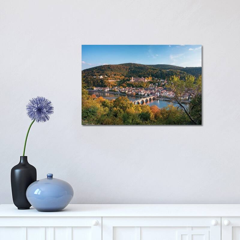 iCanvas "Autumn View Of Heidelberg Castle And Old Bridge, Baden-Wuerttemberg, Germany" by Jan Becke Canvas Print - 12x18x1.5