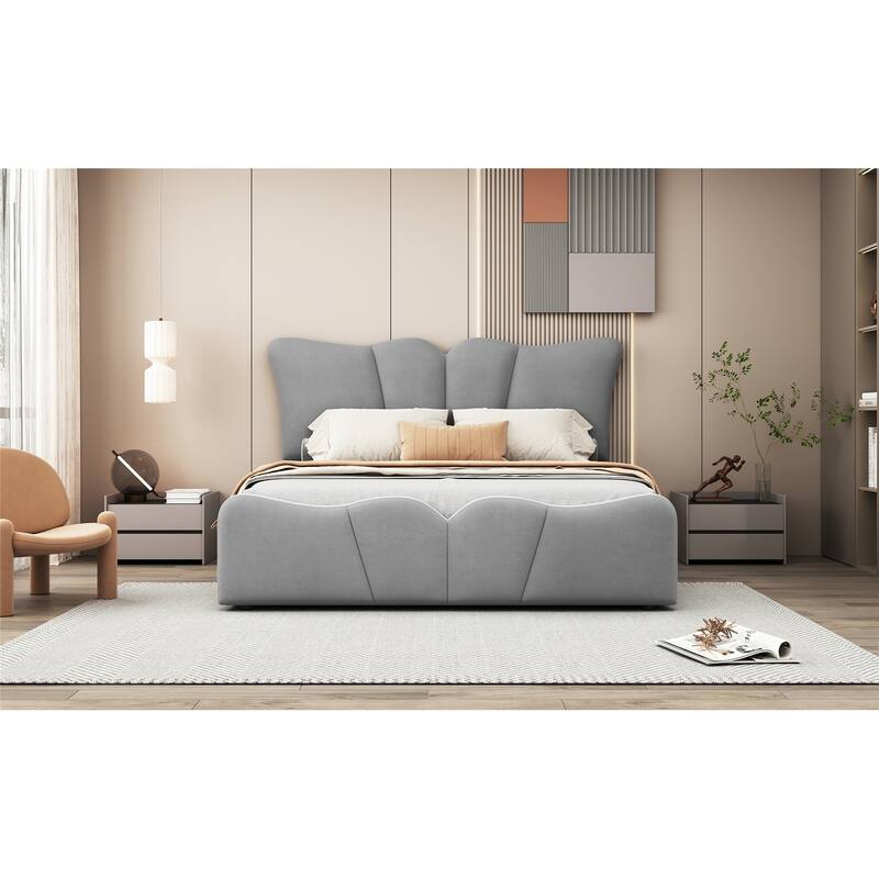 Luxurious Velvet Upholstered Platform Bed - Twin/Full Sizes with Stylish Headboard & Footboard, Sturdy Construction