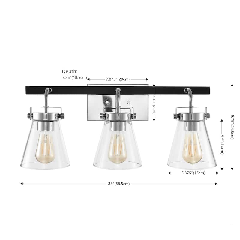 SAFAVIEH Lighting Ailie 3-Light 23-inch Glass Shade Wall Sconce (LED Bulbs Included) - 23 In. W x 7.3 In. D x 10 In. H