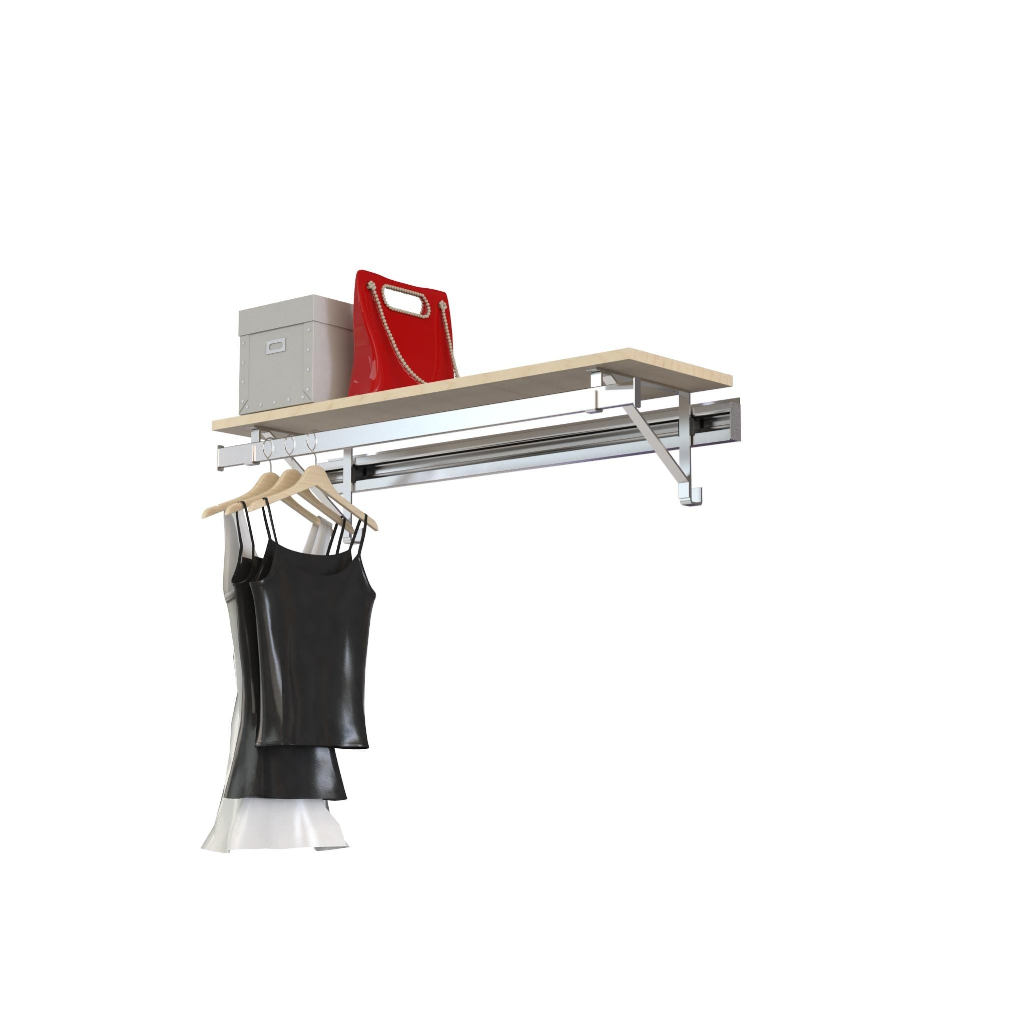 Arrange a Space RCMBX Premium Closet Organizer System Double Shelf/Hang Rod  kit