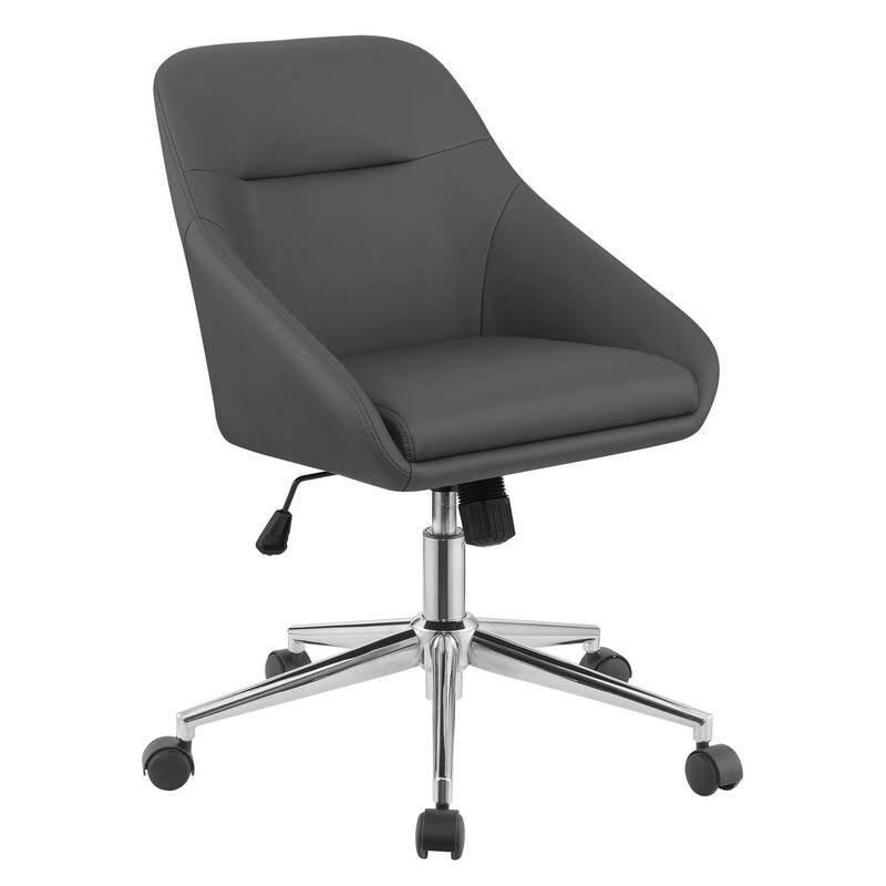 Gil 26 Inch Office Chair, Foam Filled Pintuck Seat, Gray Vegan Leather