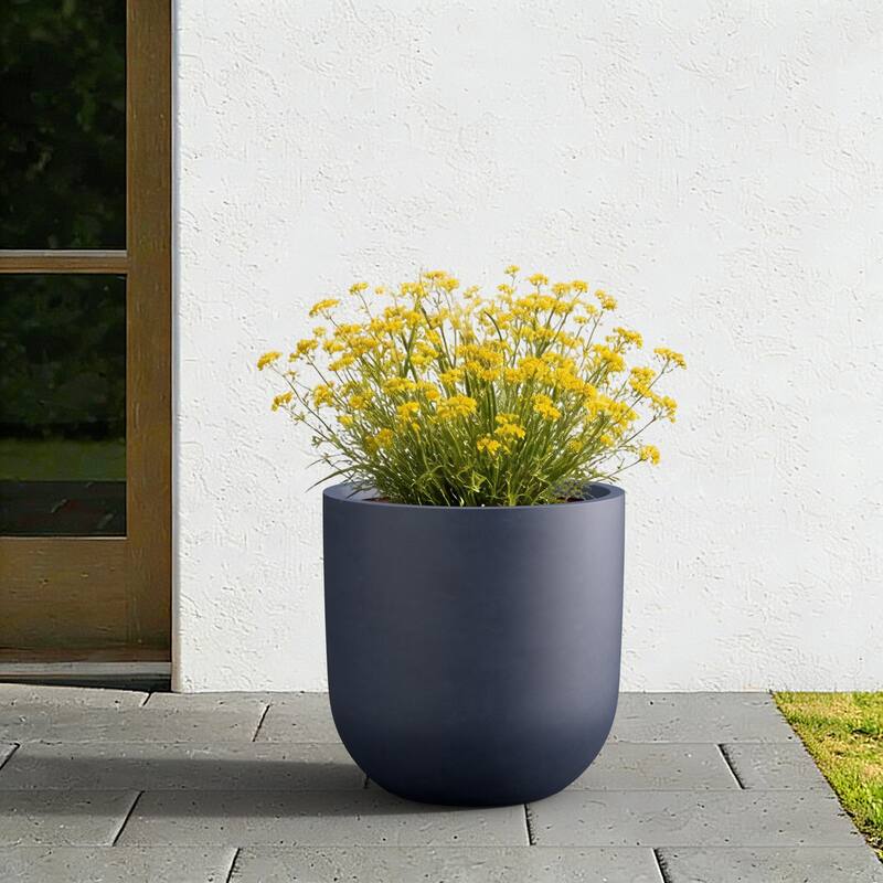 Upgraded Interior Concrete Round Planter with Drainage Holes
