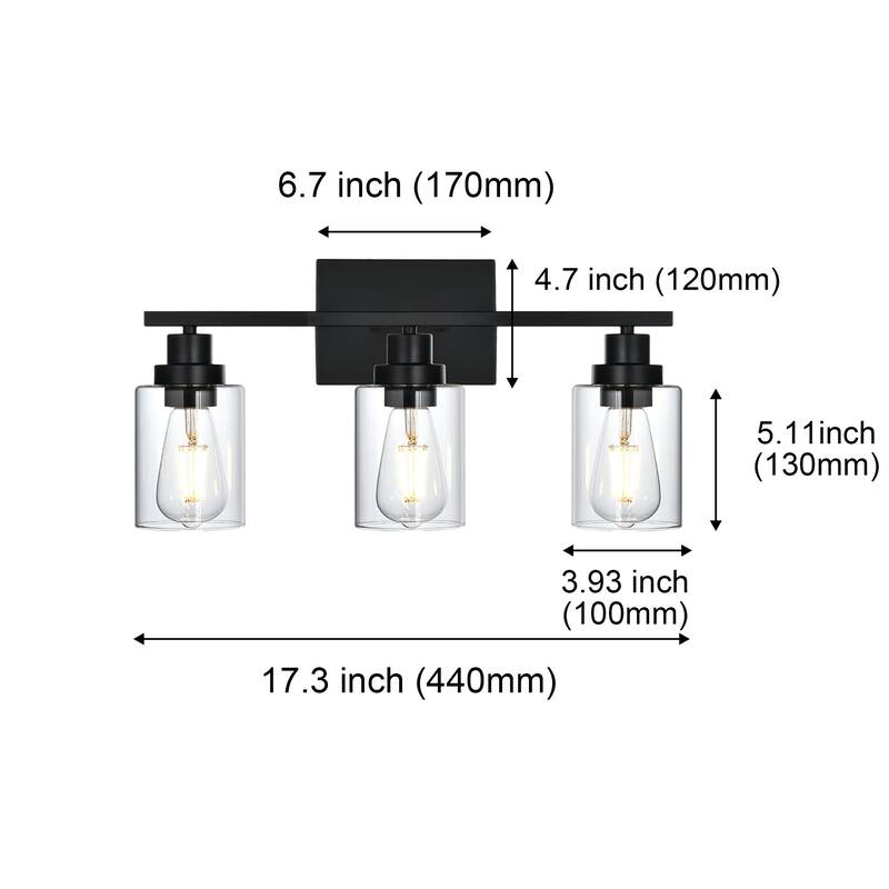 2-Light Modern Vanity Light, Bathroom Mirror Light with Clear Glass Shade