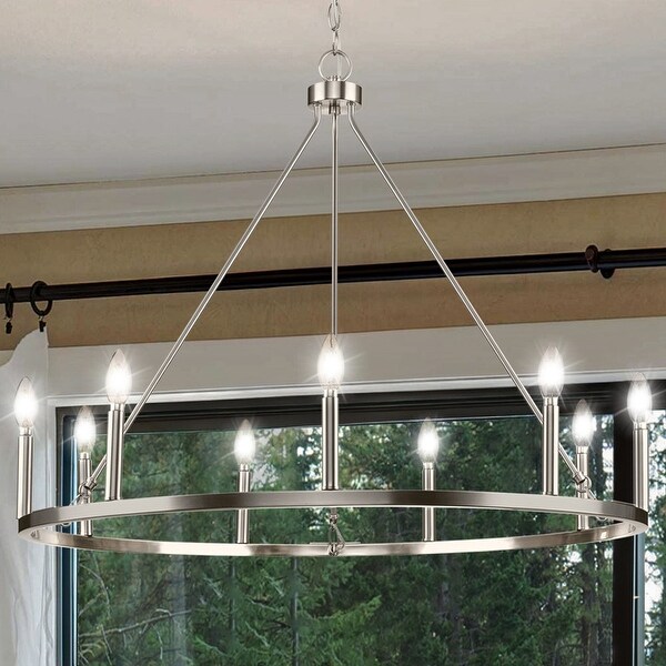 Luxury Modern Farmhouse Chandelier 26.5H x 35.5W with Traditional Style Brushed Nickel UHP4603 by Urban Ambiance