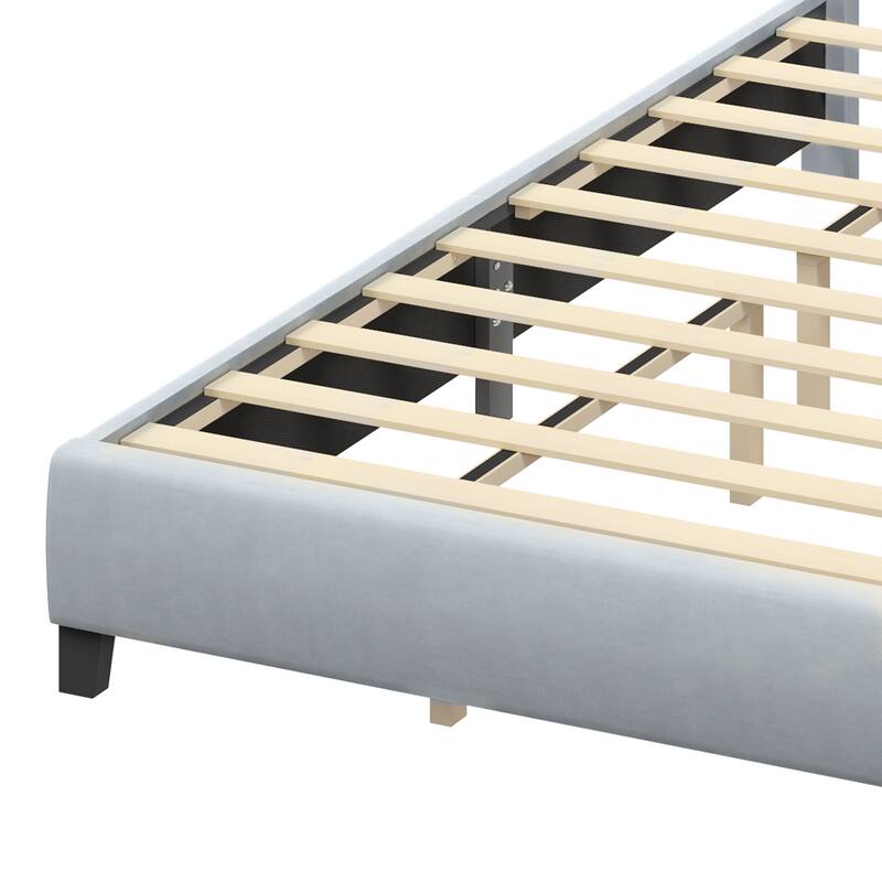 Moasis Upholstered Tufted Bed Frame with Adjustable Height Headboard