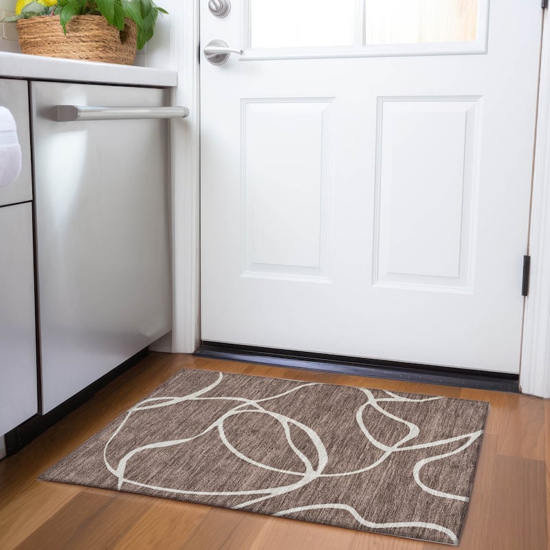 Premium Washable Super Soft Abstract Dash Mayfield Rug - Brown - 1'8" x 2'6"
