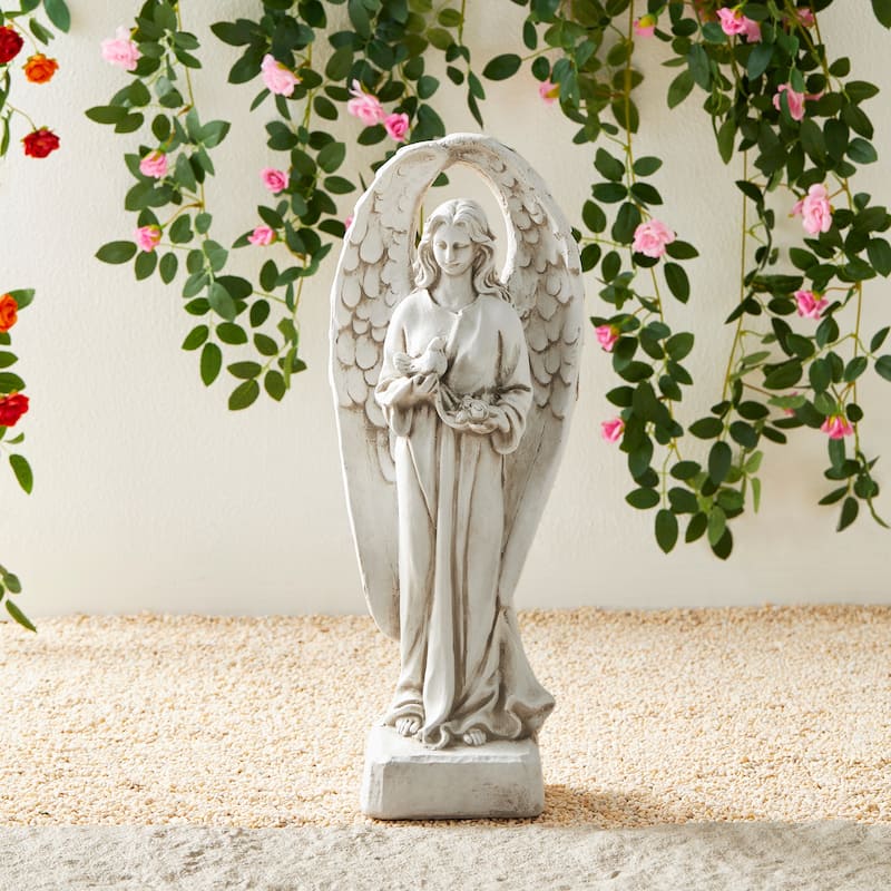 Glitzhome 20.5"H MGO Standing Archangel Garden Statue Outdoor Indoor Sculpture