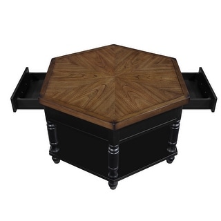 2 Tier Retro Solid Wood Coffee Table with Drawers and Storage Shelf ...