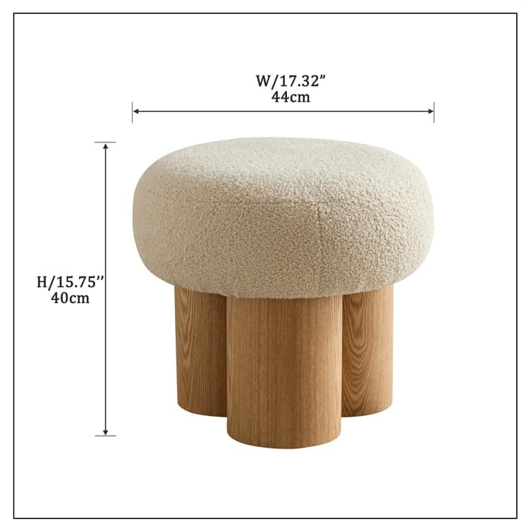 Mushroom Stool Grieg Plush Cushion, Wooden Barrel PVC Pipe