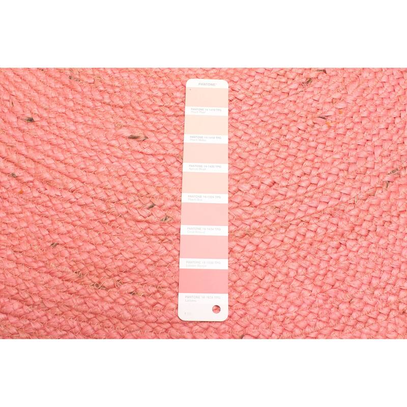 ECARPETGALLERY Braided Weave Palas Denizli Salmon Jute Rug - 3'3 x 3'3