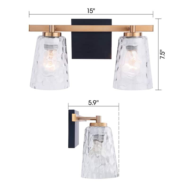 Modern Radiance 2-Light Gold Vanity Light - 15"L x 5.9"W x 7.5"H