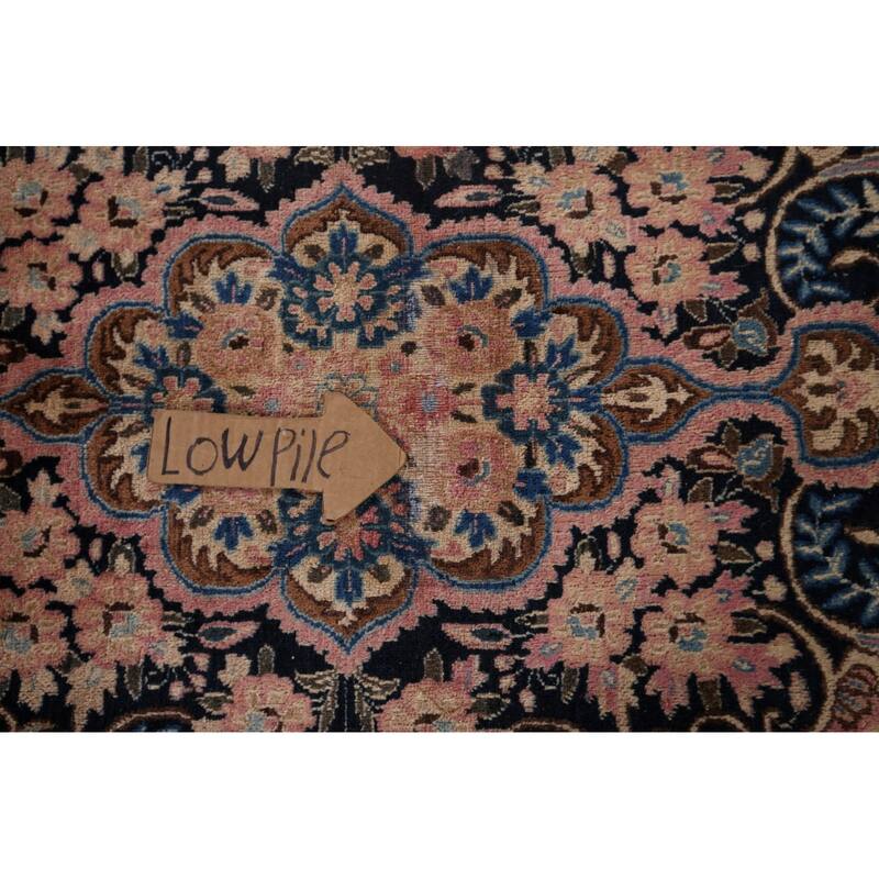 Vegetable Dye Pink Yazd Vintage Persian Area Rug Handmade Wool Carpet - 9'7" x 12'5"