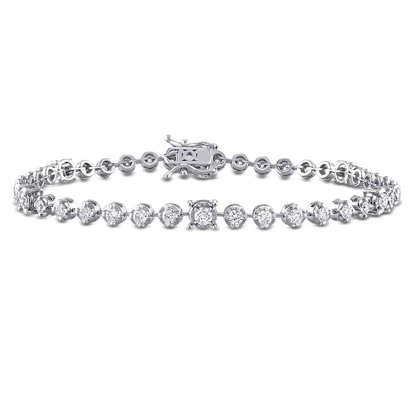 Miadora 1 3/4ct TW Diamond Tennis Bracelet 14k White Gold