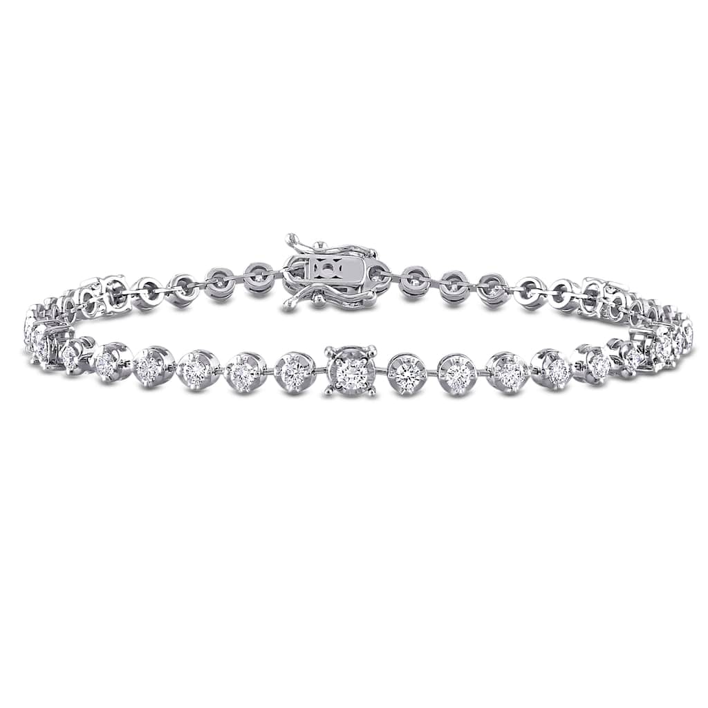 Miadora 1 3/4ct TW Diamond Tennis Bracelet 14k White Gold